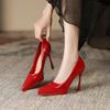 Solid Color Patent Leather Stiletto Platform Heels - Sexy Pointed Toe Women's Shoes 2025 Edition