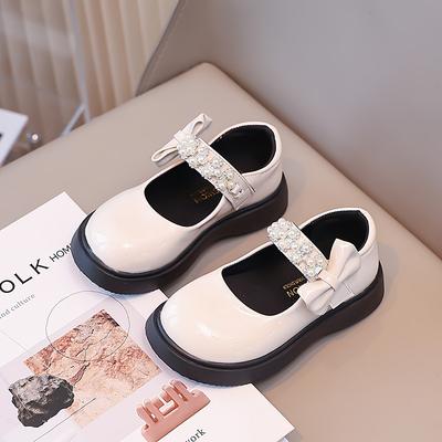 Girls Leather Shoes Black 2025 Autumn New Single Shoes Small Leather Shoes British Performance Girls Soft Sole Children Princess Shoes