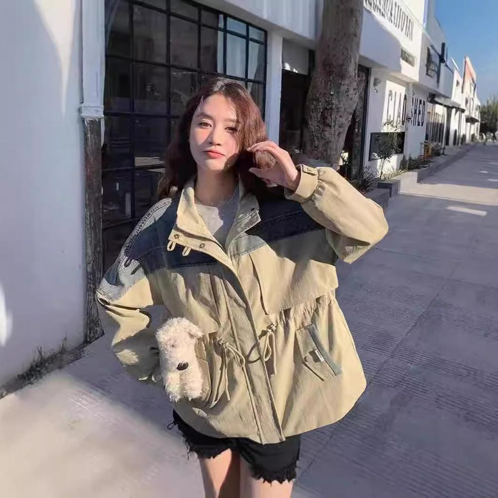 Płaszcz roboczy damski wiosenno-jesienny w stylu koreańskim casualowy niszowy wiatrówka