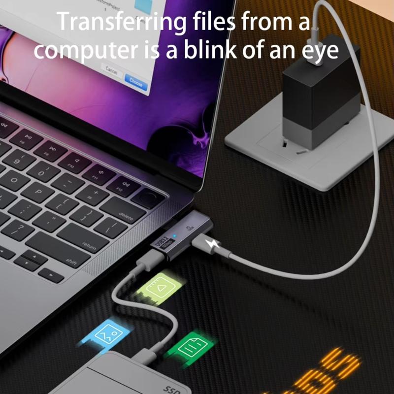 2 in 1 USB C Adapter 90 Grad USB C Stecker auf Doppelbuchse Adapter USB C 3.2 Verlängerungsadapter 100W Typ C Gerät