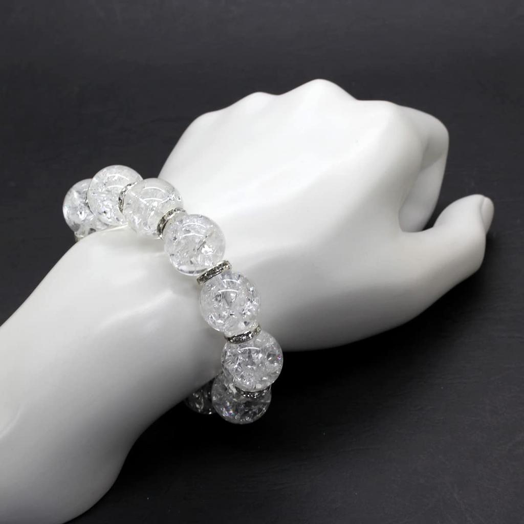 Cracked Crystal 20mm Bracelet for Men with Gift Box in Natural Stone Prayer Beads Power Stone [Sekki] Paulownia, [b053]