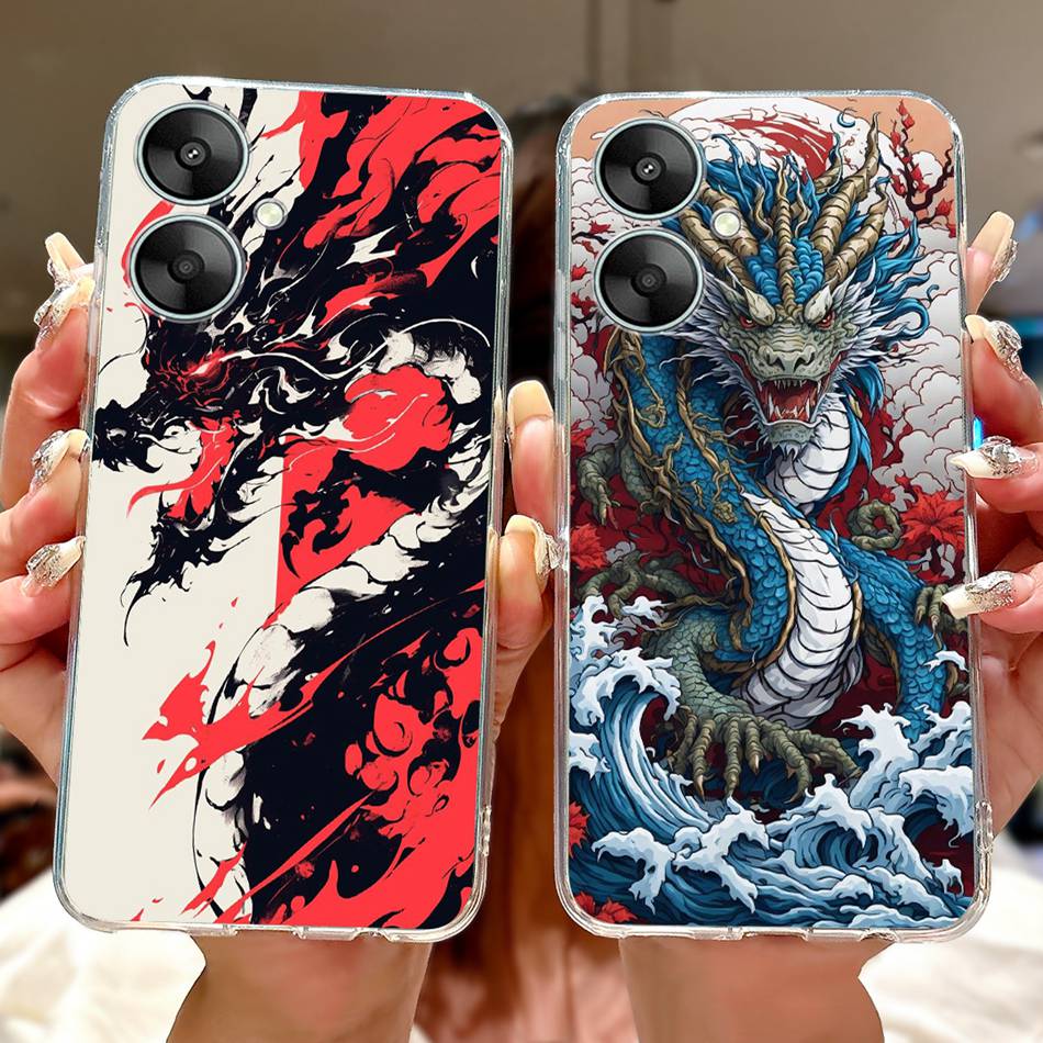 For Xiaomi Redmi 13C 5G Cool Dragon Tiger Painted Phone Case For Redmi 13R Redmi13C 5G Soft Silicone TPU Cases