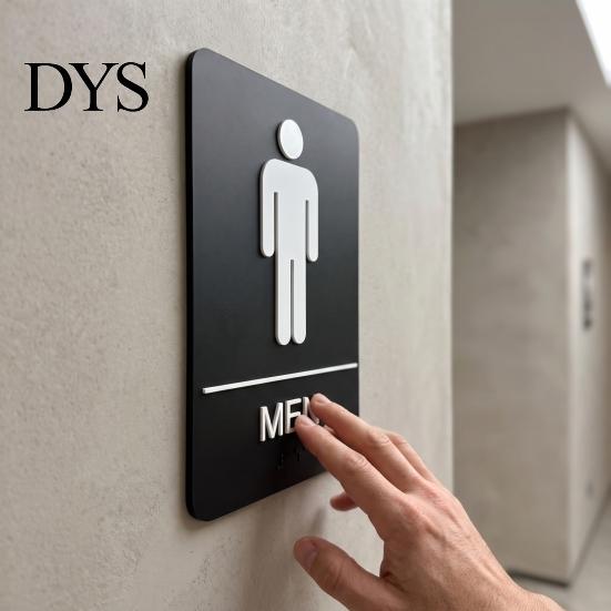 Tactile Braille Sign for Visually Impaired Unisex Restroom Men Women, 6" x 9" Self-adhesive Bathroom Door High Contrast Black And White Signs
