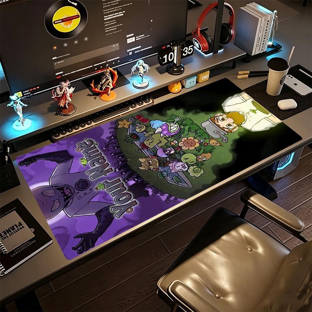 Plants Vs. Zombies Personalized Text Mouse Pad Keyboard Mat Desktop Mouse Pad Non-Slip Rubber Bottom Computer Desk Office Decoration Accessory