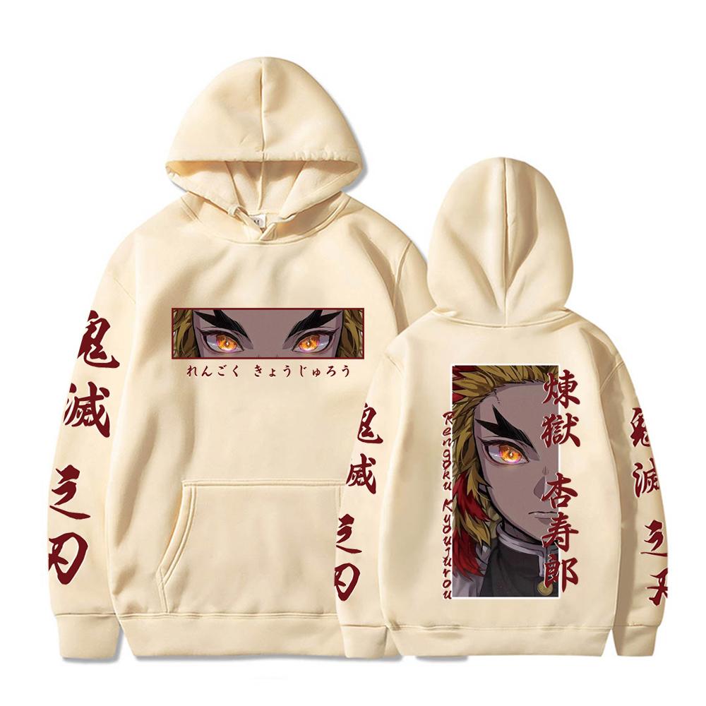 Horké Anime Demon Slayer Mikina s kapucí Rengoku Kyoujurou Oči Grafický potisk Podzim Zima Pánská Dámská Mikina s kapucí