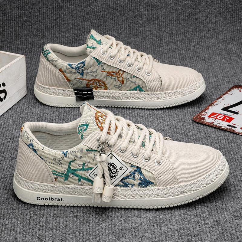 

Літнє парусинове взуття 2024 року, дихаюче та універсальне спортивне та дощове взуття на м якій підошві, старе пекінське тканинне взуття, робоче чоловіче взуття 44 бежевий