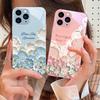 Oil Painting Flower Purple For IPhone 16 Pro Max 15 Pro 14 13 12 Mini 11 XS Max XR 7 8 Plu SE 2022 Tempered Glass Phone Case
