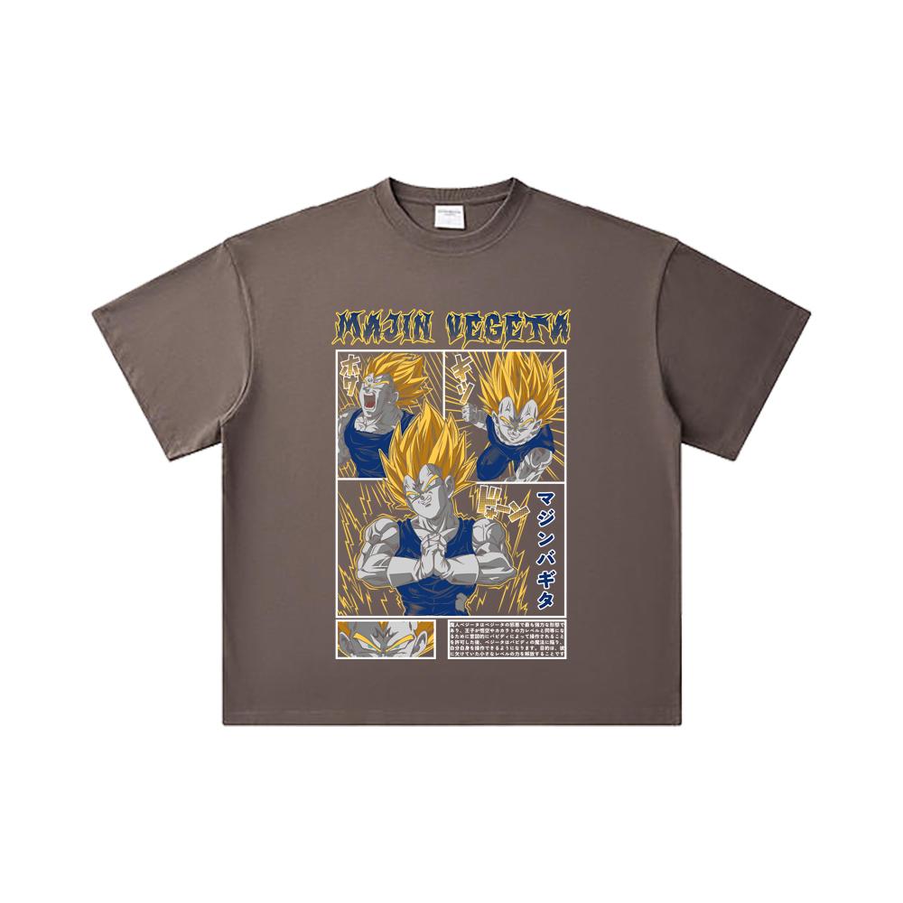 260 GSM Double Yarn 32 Count 100% Cotton Dragon Ball V45 Majin Vegeta Print Unisex Heavy Cotton T Shirt
