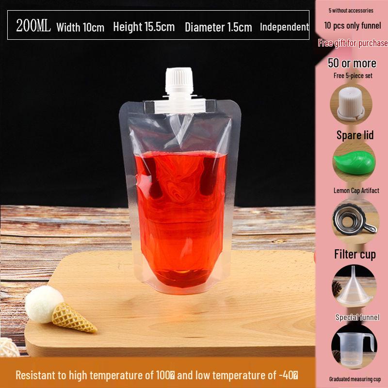 Soy Milk Stand-Up Spout Bag - Reusable, Transparent, Liquid-Safe, Large Diameter Packaging for Soups & Beverages