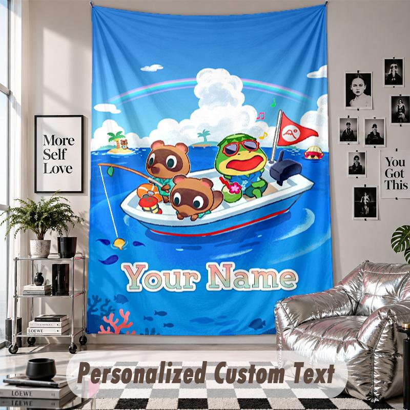 Custom Tapestry Wall Hanging, Animal Crossing Personalized Name Text Home Wall Decor