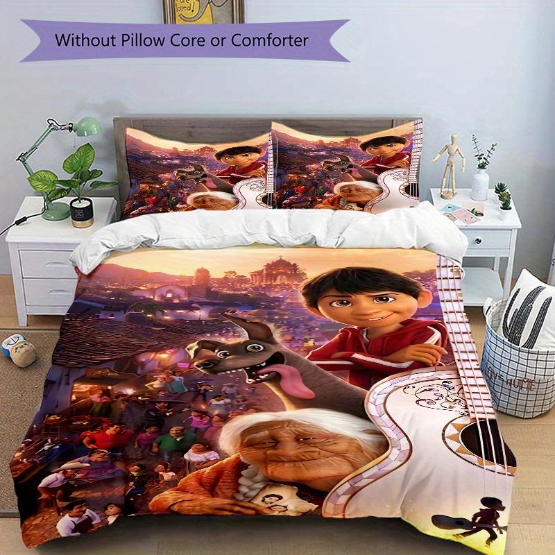 3pcs Coco Vibrant Movie Characters Bedding Set, Includes Quilt Cover and Pillowcases, Suitable for All Seasons, Machine Washable, Ideal Gift