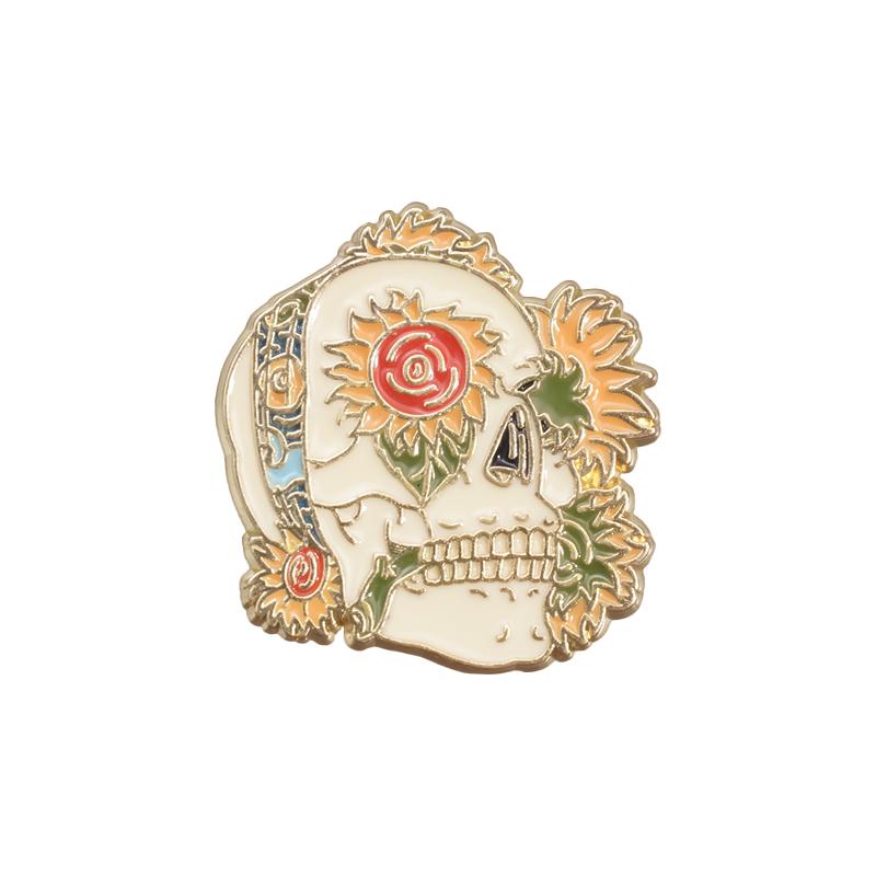 Van Gogh Oil Painting Enamel Pin Art Abstract Starry Sky Sunflower Moon Skulls Brooches Lapel Badge Jewelry Gifts For Friends