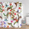 Birds Flowers Shower Curtains Hummingbirds Flowers Green Leaves Plants Greenery Bath Decorations Spring Bath Curtain With Hooks