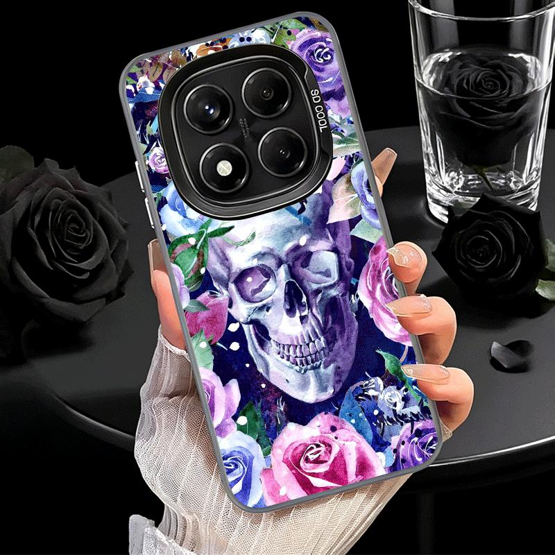 Floral Skull Flower Skeleton Shockproof Phone Case for Xiaomi Redmi Note 15 14 13 12 Pro Plus 11 11S 11T 5G Cover Anti Fall Fund