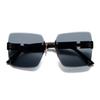 New Square Rimless Cut Edge Sunglasses Hong Kong Style Ladies Round Face Slimming Big Frame Fashion Sunglasses