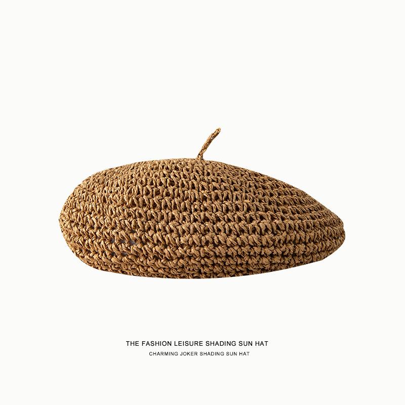 Vintage Beret Cap Fashion Women Casual Straw Weaving Beret Hat for Women French Spring Summer Retro Beanie Caps Hot Solid Color