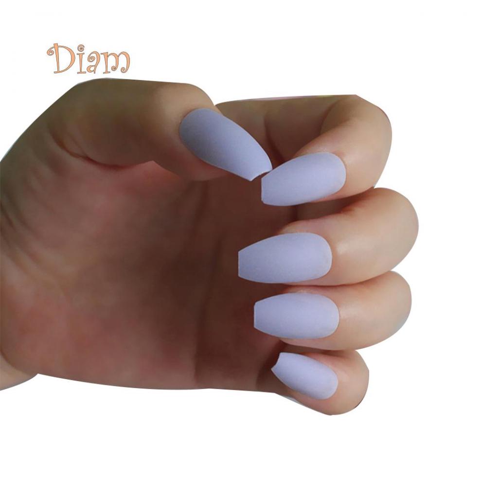 Fetong 24Pcs Coffin False Nails Tip Art Decoration Full Cover Matte Fingernail Stickers