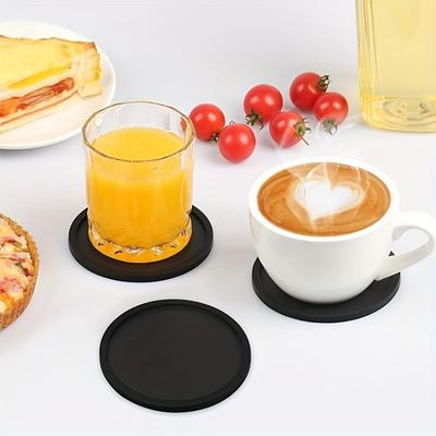 2/4pcs Non-Slip Silicone Drink Coasters - Large Black Cup Coaster Set for Outdoor & Indoor Drinks - Anti Stain & Heat Resistant