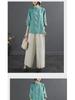 2024 Retro Chinese Cotton Linen Shirt: Women's Spring/Summer Stand-Up Collar Button Top with Embroidered Slant Lapel