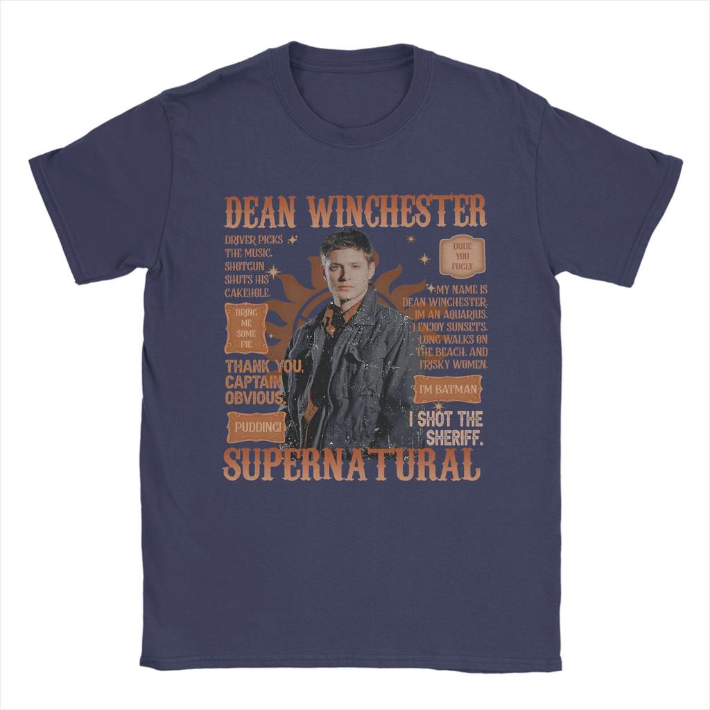 Supernatural Vintage Dean Winchester Men T Shirts  Vintage Tees Short Sleeve Round Neck TShirt 100 Cotton 4XL 5XL Clothing