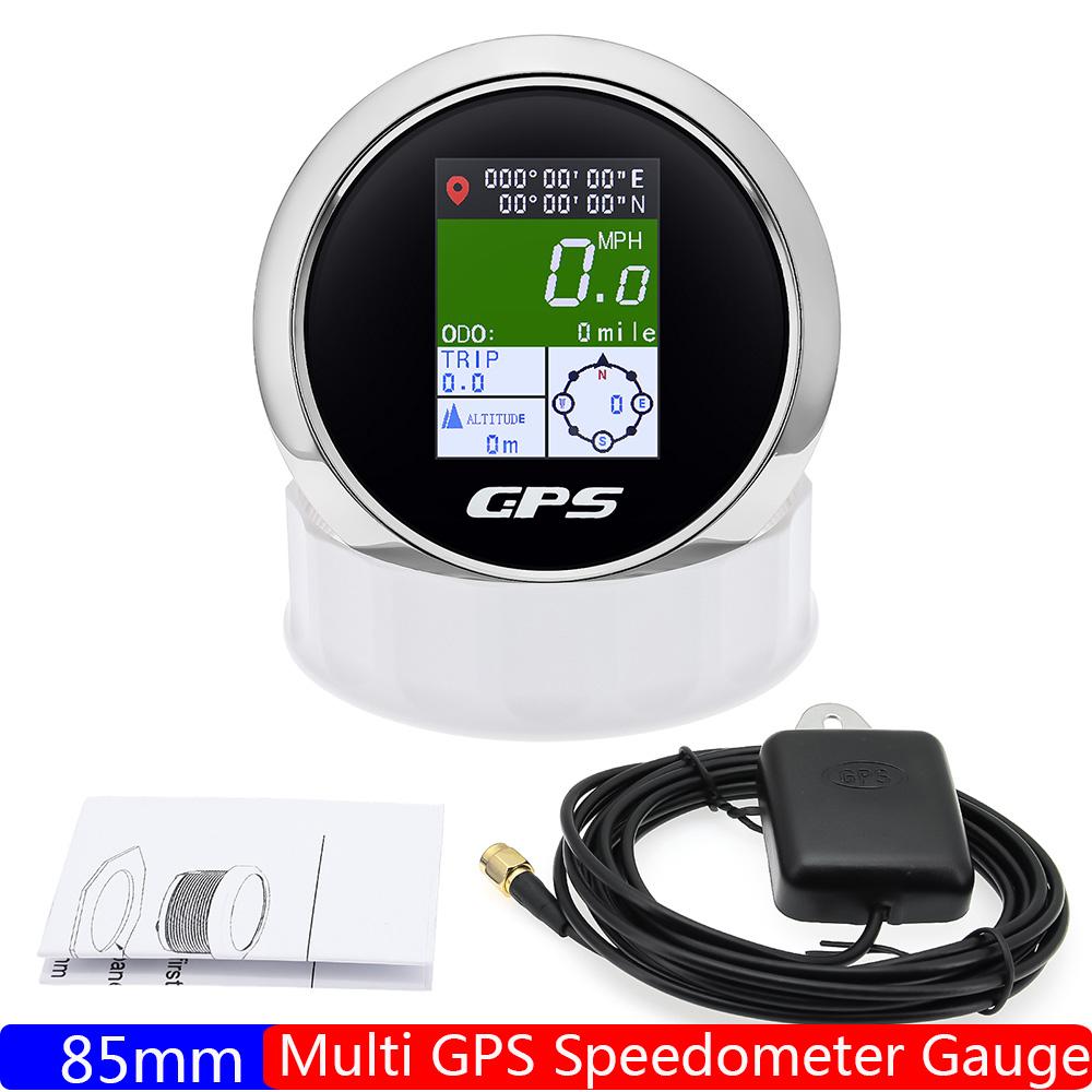 TFT 85mm GPS Speedometer Gauge with Antenna Digital 600KMH,MPH,Knots COG ODO Altitude Compass for Car Boat Yacht 12V24V
