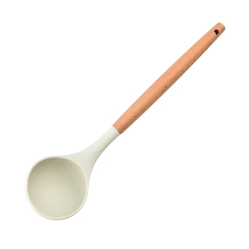 1/3Pcs Silicone Kitchen Tools Wooden Handle Kitchenware Set Non stick Pot Wooden Handle Silicone Scoop Kitchen Utensils Set