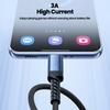 3A A-C Fast Charge Cable, Braided Extended Strain Relief Data Line for Mobile Phones