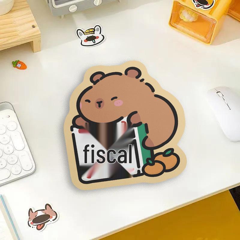 Capybara & Guinea Pig Irregular-Shaped Cute Mouse Pad - Cartoon Style Leather Desk Pad for Girls