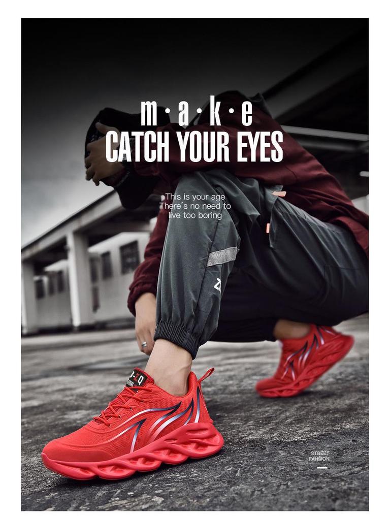 Men's Cross-Border Korean Style Running Shoes - Breathable, Casual Lace-up Sports Footwear