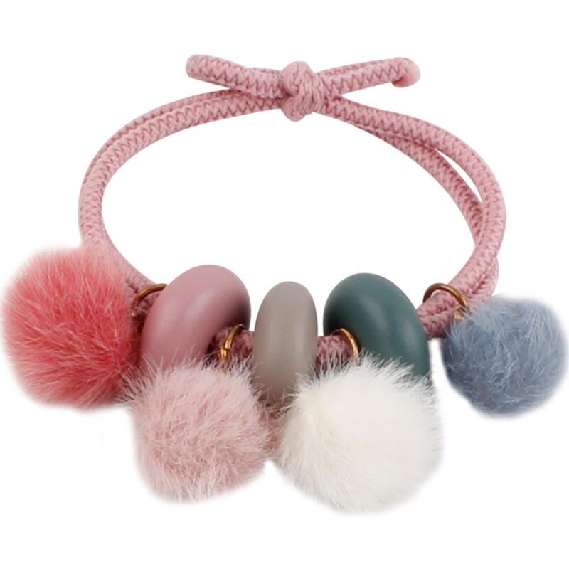 Pastel Mink Ball Hair Band 3P SET
