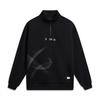 Li Ning DNA Series American Retro Casual Versatile Fashion Logo Stand Collar Zip Pullover Hoodie Unisex Hoodie Black AWDWC17-2