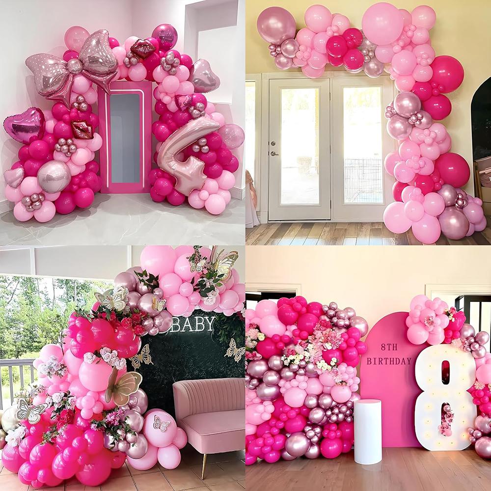 Hot Pink Balloons Garland Pastel Pink Balloon Arch Kit Baby Shower Gender Reveal Wedding Anniversary Birthday Party Decoration