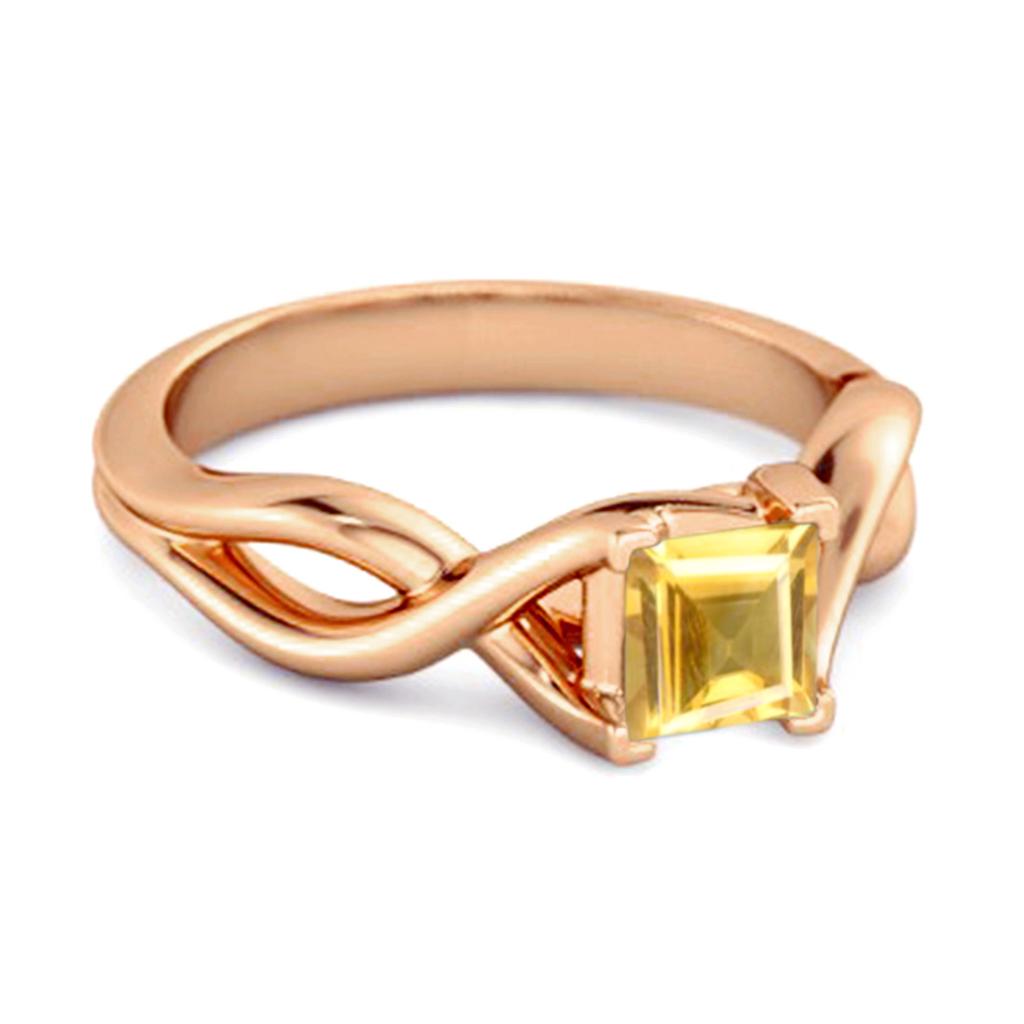 Citrine Celtic Inspired Infinity Design Ring - 925 Sterling Silver Rose Gold Vermeil