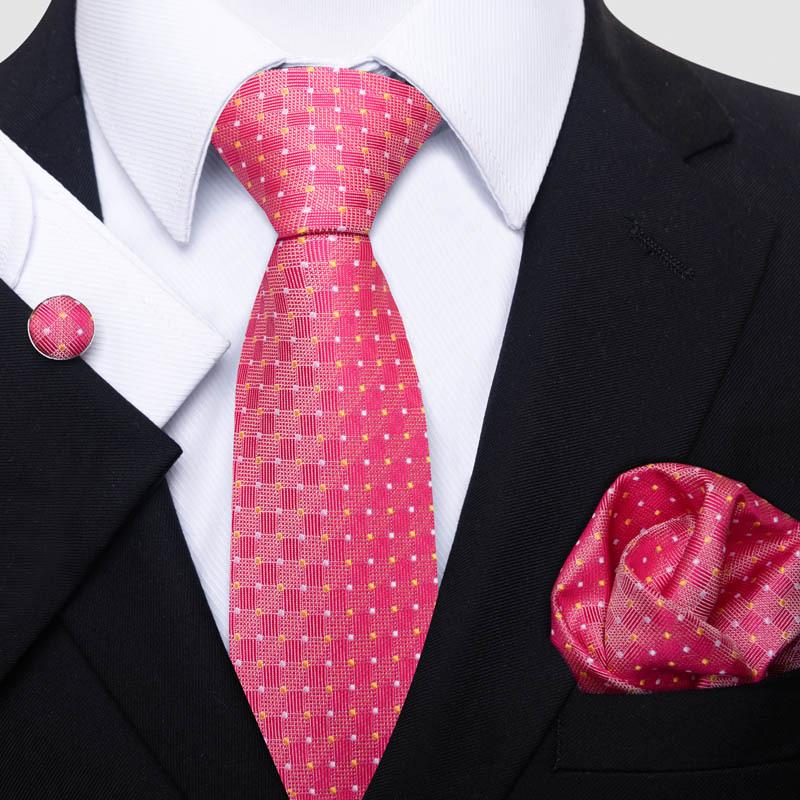 Men's Business Formal Tie Set: Includes Tie, Pocket Square & Cufflinks for Evening Parties. Fashionable & Popular.