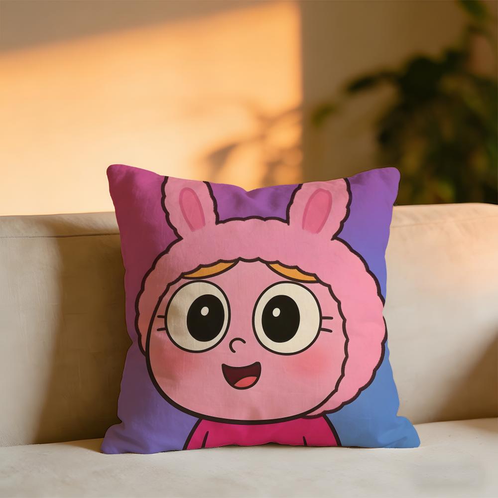 Cute Cartoon Little Girl Cushion Cover Cozy Velvet Throw PillowSoft Warm Cushion For Sofa  Bed