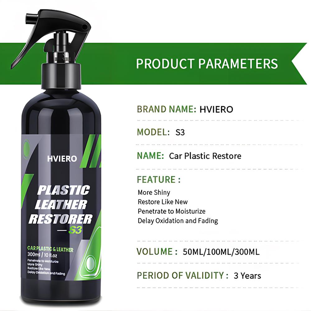 HVIERO S3 Auto Interni Parti Pelle Liquida Ristrutturante Plastica Rinfrescante Schiuma Detergente Spray Pasta Ristrutturante Auto