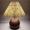 LED Bedside Table Lamp Cute Small Pleated Lamps for Nightstand Circular Walnut Ambient Light USB Bedroom Decoration Night Light