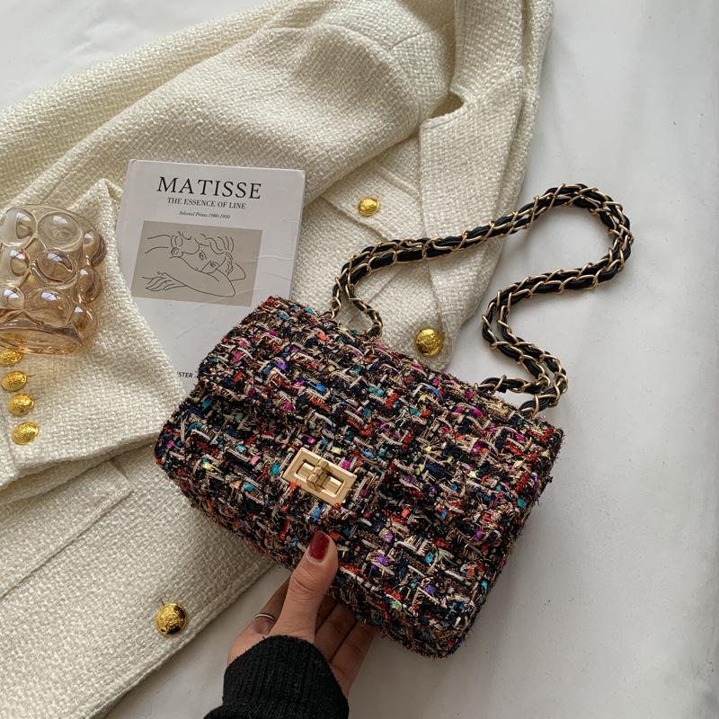 1Pc Xiaoxiangfeng Woolen Bag Women's Bag New Trendy Popular Korean Version Fashion Versatile Chain Single Shoulder Messenger Bag