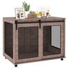 Dog Crate Furniture With Sliding Door For Large Dogs Walnut Brown