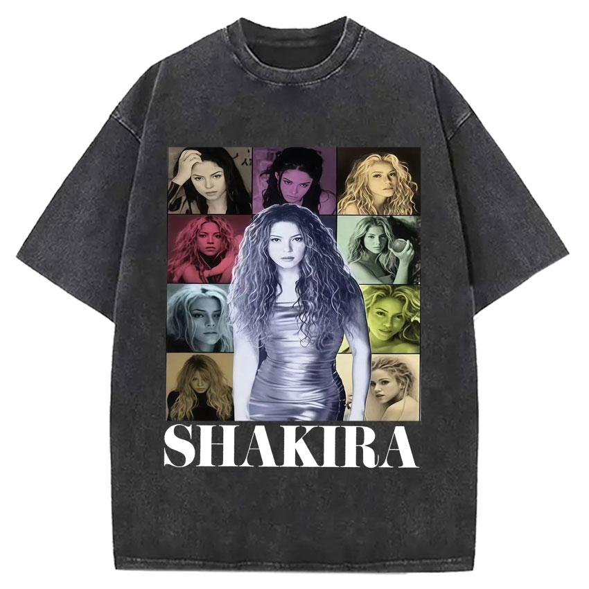 

A Las Mujeres Ya No Lloran Album Singer Shakira Aesthetic Clothing Vintage Washed Tshrit Oversized Casual Cozy Tshirt Streetwear S