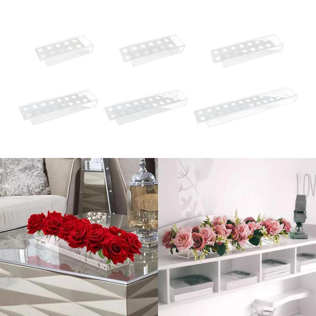 Clear Acrylic Flower Vase Rectangular Floral Arrangement Decorative Modern Wedding