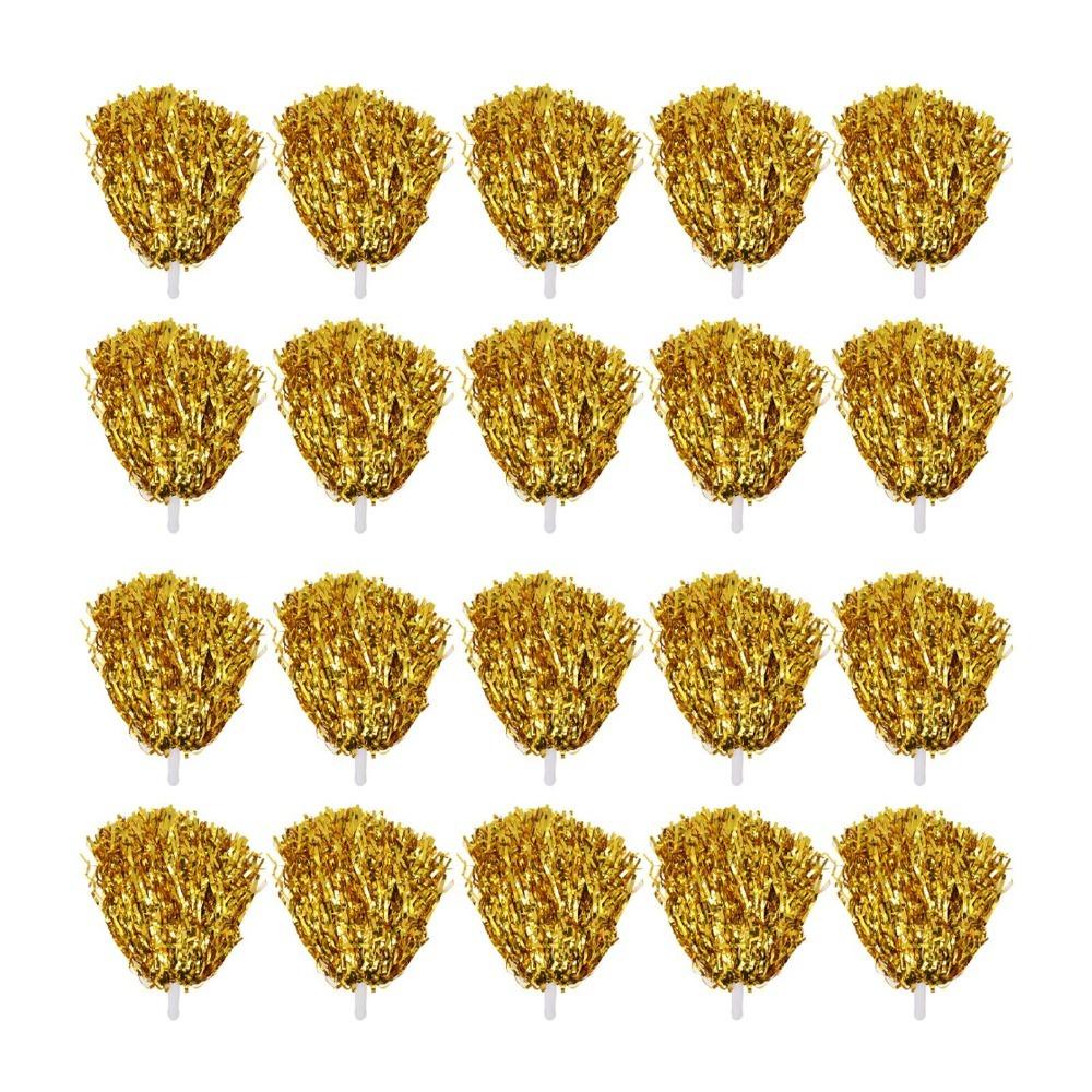 20PCS PET Cheering Hand Flowers Handle Cheerleader Pompoms Cheerleading Pom Poms For Sports Party