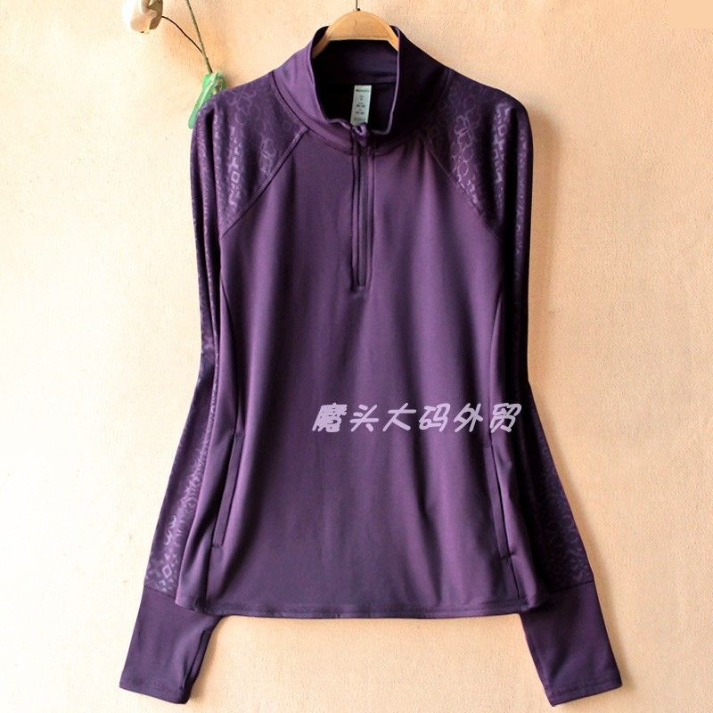 Foreign Trade Spring and Autumn Women Plus size Outdoor Sports Running Sanding Quick-Drying Elastic Fleece-lined Half Pull Long sleeves Shirt 556