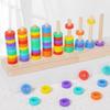 Wooden Color Stack Game with Racks Rings Color Stack Match Game Educational for Ages 3 and Up Boys Girls Gift