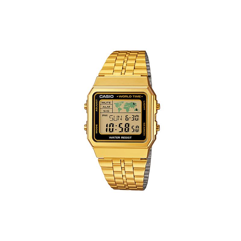 

Casio YOUTH Series-Metal Small Square Classic Retro Square Japanese and Korean Watch Shi Ying Movement Stainless Steel Strap Japanese and A500WGA-1 золотой