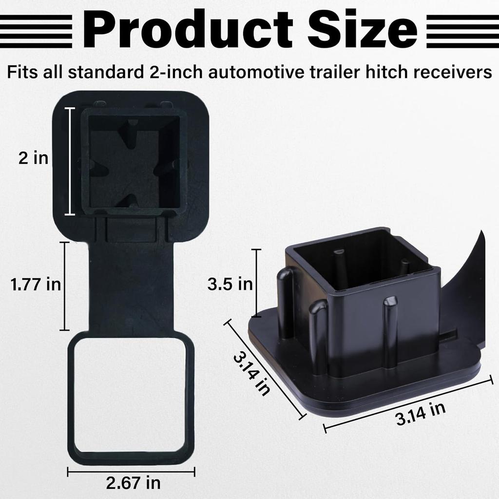 2 Inch Rubber Trailer Hitch Cover, Durable Tow Hitch Covers, Car Exterior Accessories Fits For 2 Inches Hitch Receivers, Hitch Cover Tube Plug Cap