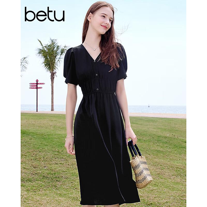 

Betu Women s V-Neck Puff Sleeve Midi Dress M