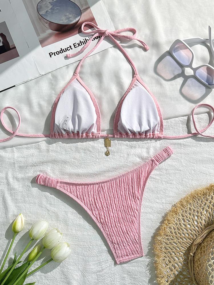 Fashion Sexy Laced Up Bikinis Set Women Split Swimsuit Beach Brazil Bikini 2026 New All Season Backless Bikinis 2 Piece Set