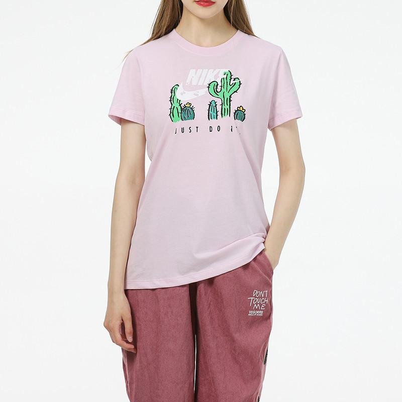 Nike Cactus Print Sports Casual Short Sleeve T-Shirt Women Tops Pink DJ1914-695
