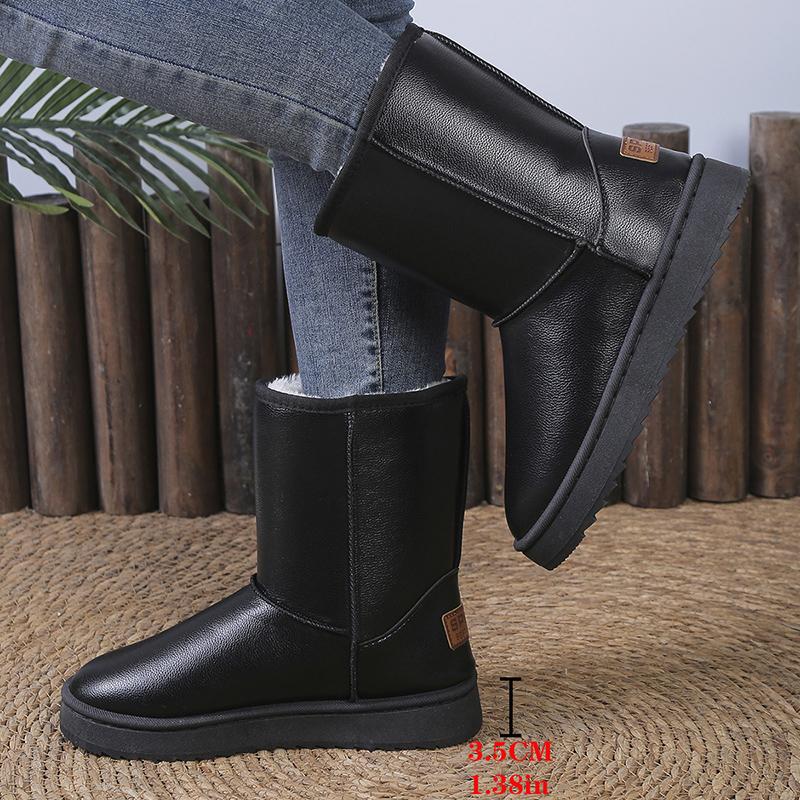 

Waterproof Platform Snow Boots Women Plus Size 36-42 Non Slip Mid Calf Boots Woman Comfort Warm Long Plush Winter Booties Mujer 42